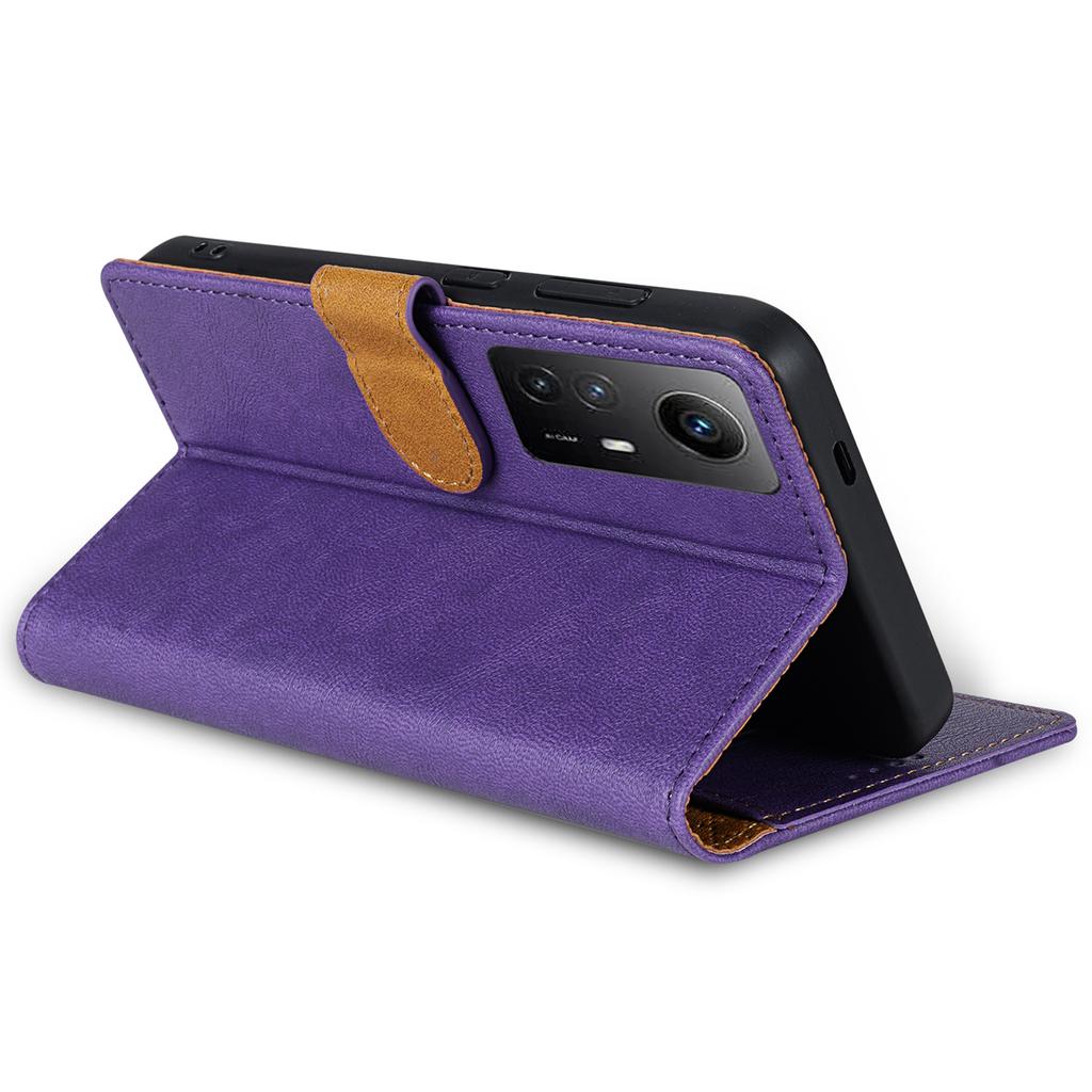 N.BEKUS CSJ-001 For Xiaomi Redmi Note 12S 4G Case Solid Color Wallet Phone Leather Cover