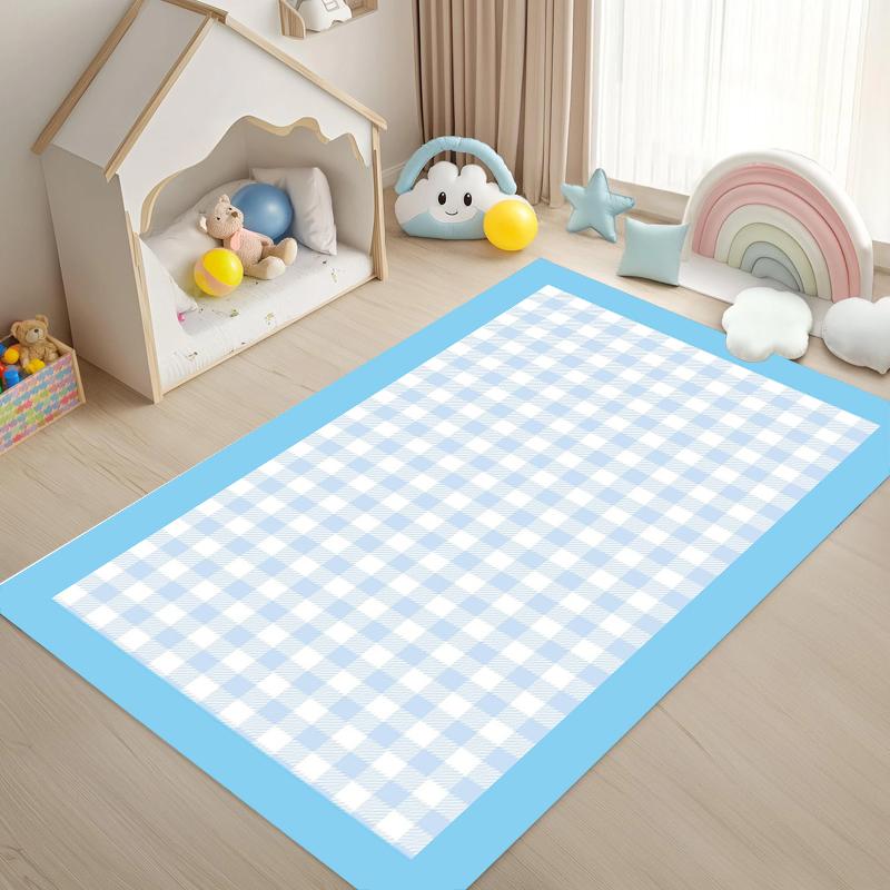 

Kids Plaid Carpet Mat Rug Home Decoration Children Room Floor Rug Soft Plaid Pattern Play Area Rug Home Rugs for Bedroom Carpet 40x60cm