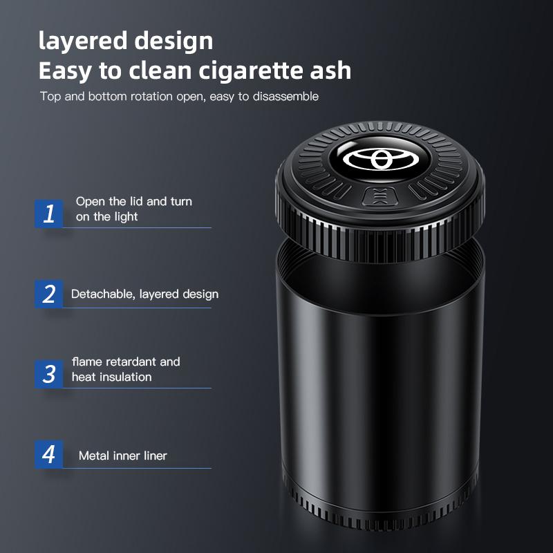 Car Ashtray With LED Light Universal Accessories For Toyota Hilux Corolla RAV4 Camry Highlander Yaris Cross Prado C-HR Sienna FP1