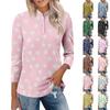 Damen Casual Blumenmuster V-Ausschnitt 3/4 Ärmel Dekorative Knöpfe T-Shirt Top