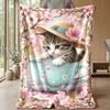 Kitten in Valentine s Frame Theme blanket Lightweight Warm Flannel Blanket Decorative Throw Blanket for Home Decoration