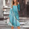 Women's Casual Fashion Sexy Comfortable Sundress Button Long Sleeves With Pockets Floral Print Dress