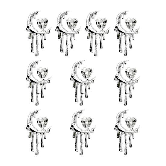 10 ks DIY nail art kamínky Ornament 3D srdce Měsíc Kříž Netopýr Umělý krystal na kovových přívěscích Kreativní šperky Dekorace Příslušenství pro pouzdro na telefon