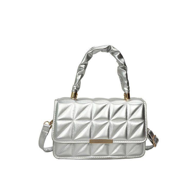 New Luxury Textured Quilted Grid Small Square Bag Women 3-Way Handheld Shoulder Crossbody Fashion Essential