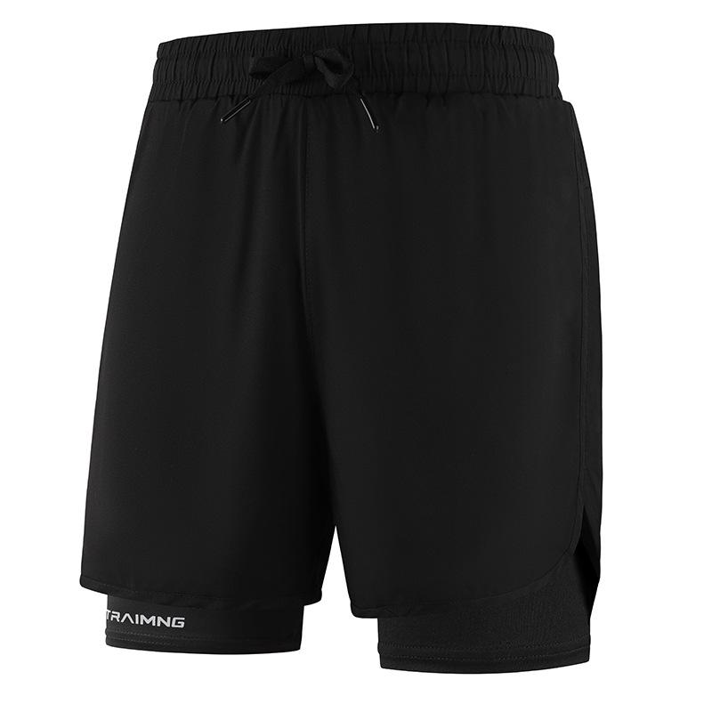 Fake Two Piece Sports Shorts, Summer Ice Silk Pants, European Size Quick Drying Breathable Thin Three Quarter Pants L чёрный