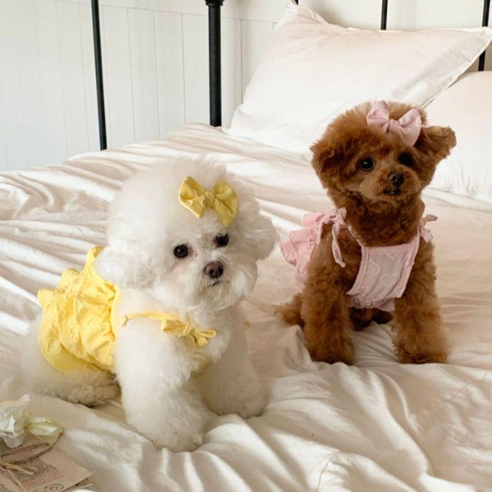 Fashion Cute Pet Love Strap Cake Skirt Soft Thin Design Cat Princess Dresses Breathable Dog Vest Spring/Summer