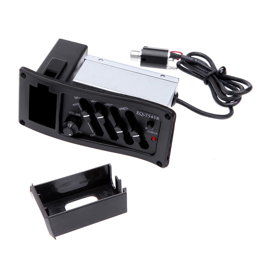 

7545R-7545 Folk Acoustic Guitar Tuner Acoustic Pickup 4 Band Acoustic Guitar Preamp Amplifier Installation Musical Instrument Accessories EQ-7545R
