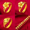 Women's Open Adjustable Ring Gold Plated with Lucky Flower Design Suitable for Wedding Jewelry