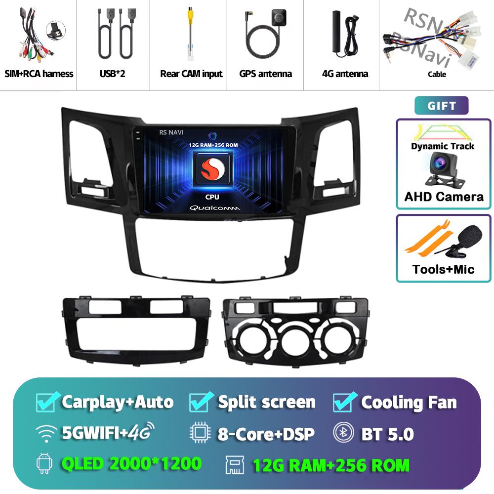 Android 14 Carplay Auto For Fortuner Hilux 2005 - 2014 Car Radio Player Multimedia Stereo Navigation 4G+WIFI Head Unit AI Voice