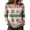 Women's Stylish Casual Christmas Print Long Sleeve Neck Top for Winter Holiday