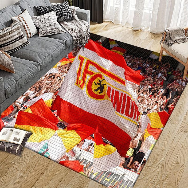 Union Berlin logo Flannel Printed Carpet, Home Sofa Decoration for Living Room & Bedroom, Non‑Slip Play Flannel Floor Mat for Game Room