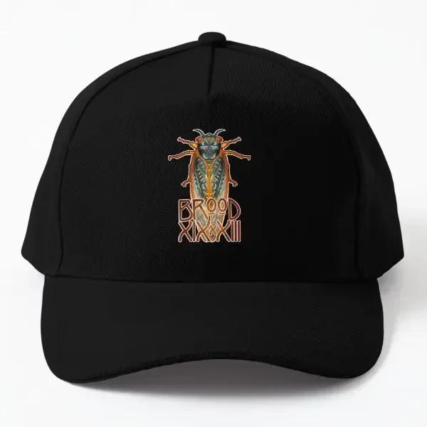 Cicada Brood Xix X Xiii With White Outli  Baseball Cap Hat Outdoor Fish Mens Bonnet  Sport Summer Snapback Solid Color Boys Black
