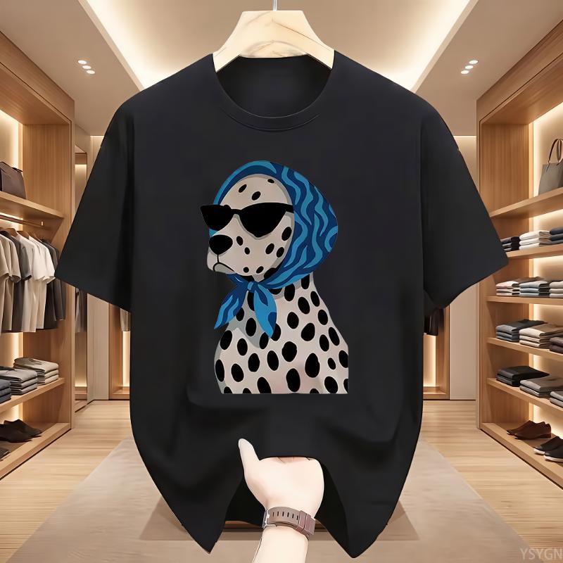 T-shirt Unisex Estiva Retrò con Stampa Dalmata per Donna e Uomo in Cotone Traspirante a Maniche Corte Top Oversize