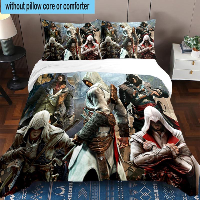 1PC Assass Warrior 3pcs Bedding,Including 1pc Duvet Cover And 2pcs Pillowcases Perfect for Christmas,Ideal for Bedroom, Dormitory