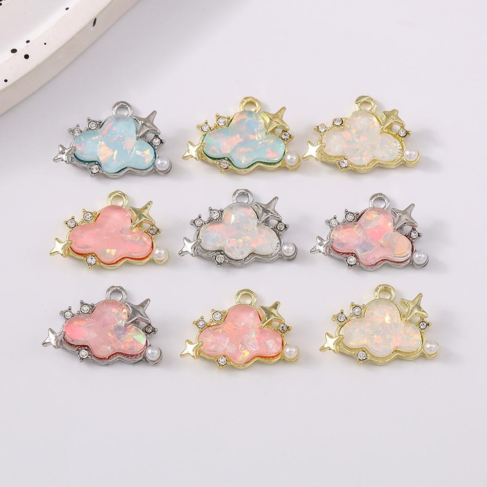 5pcs Cute Gemstone Cloud Pendant Charms for Necklace Earrings Bracelet DIY Handmade Jewelry Accessories Supplies