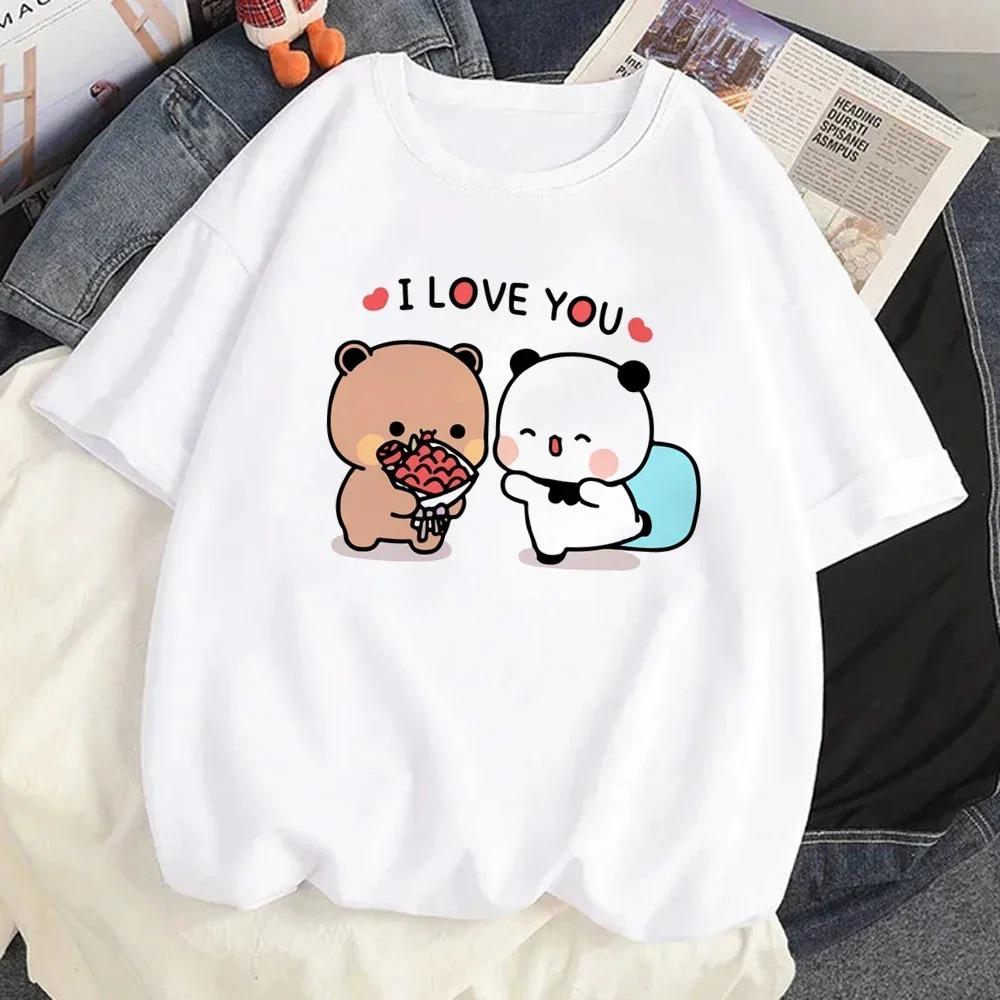 Cute Bear LOVE T Shirt Women Bubu Dudu Couple Tops Tee Summer Short Sleeve Tshirts FeUnisex Korean Casual Girl Tshirt Camisetas
