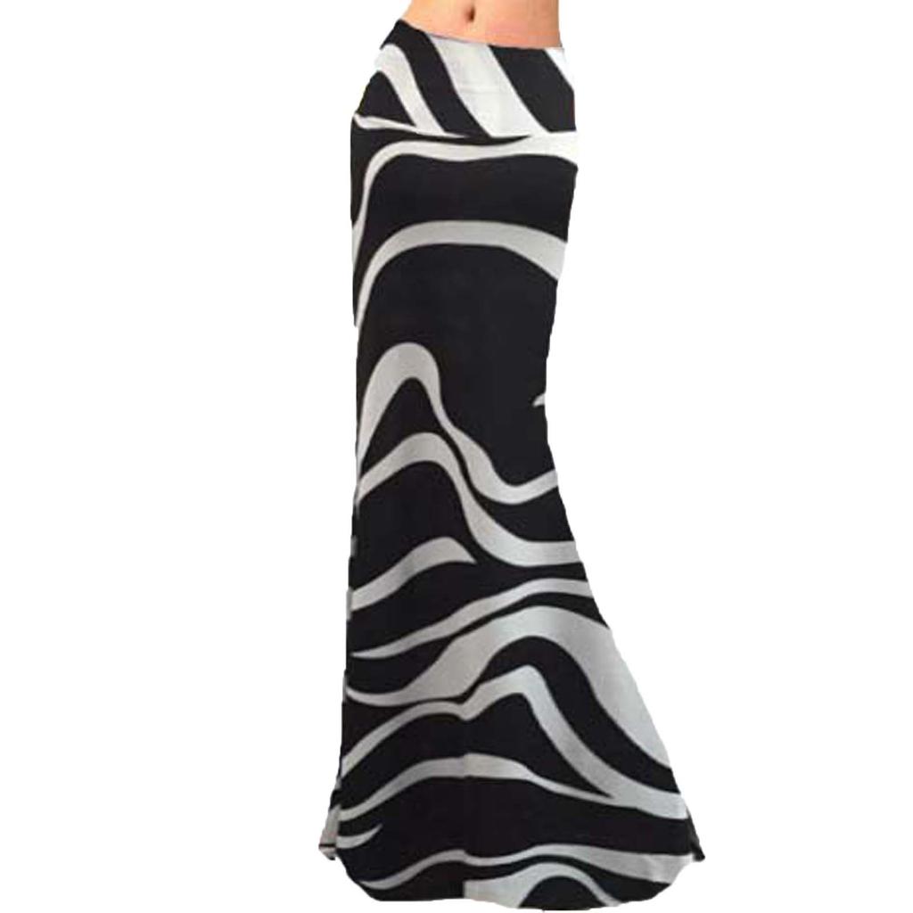 Damen Bedruckter Schmaler Halbrock mit hoher Taille, dehnbarem Wickelsaum und mittellanger Hüftlänge