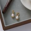 Youthway Fashionable Irregular Resin Pearl Pendant Earrings Stainless Steel  Gold Color-Plated Women'S Earrings