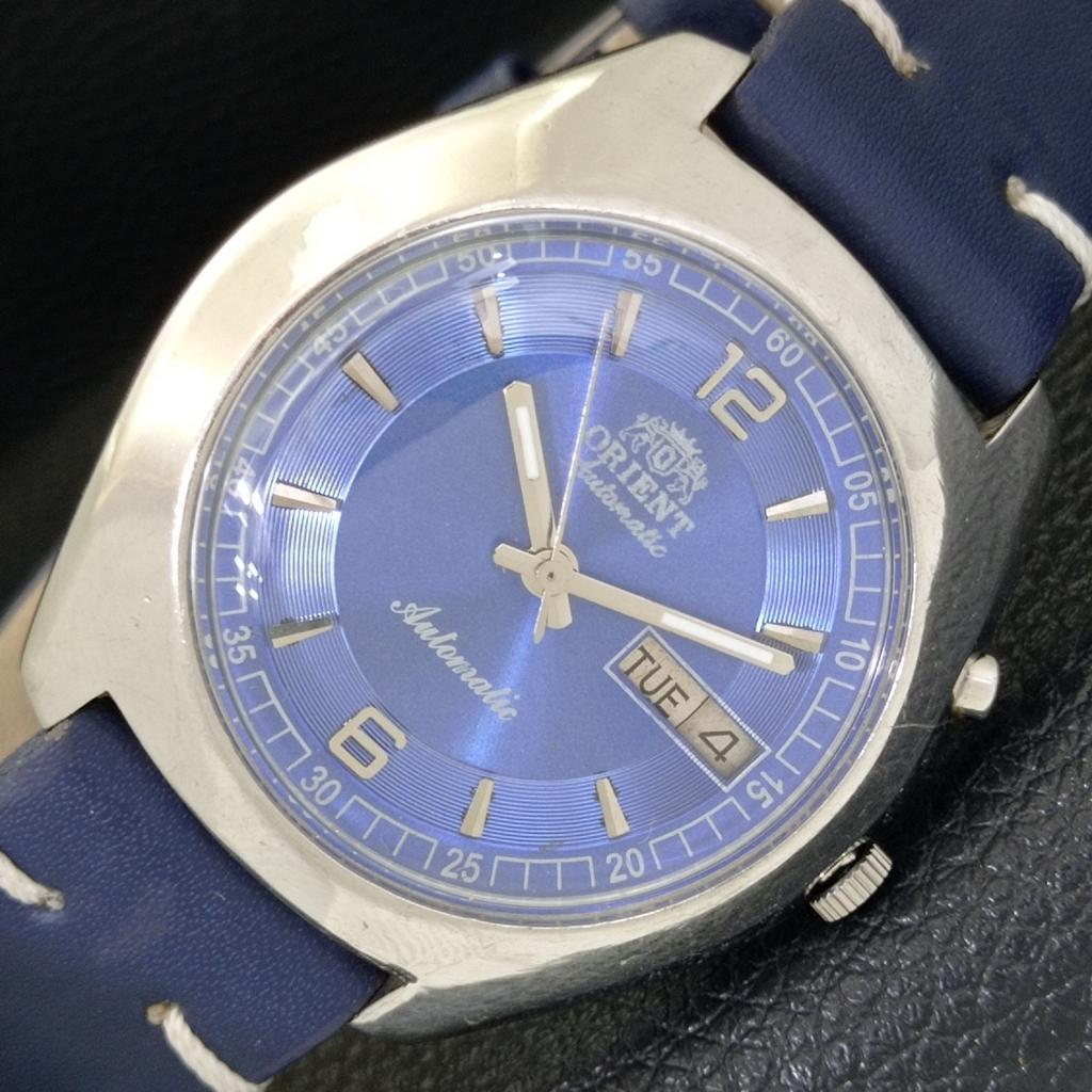 

ЯПОНИЯ ВИНТАЖНЫЕ ORIENT АВТОМАТИЧЕСКИЕ 46941 МУЖСКИЕ ЧАСЫ С СИНИМ ЦИФЕРБЛАТОМ a500709-5 R154-a500709