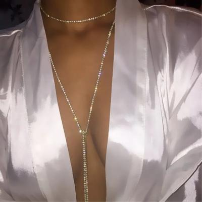 NK121 Avrupa Amerikan Moda Vahşi Kristal Rhinestone Bling Chokers Kolye Kadınlar için Ücretsiz Ayar Parti Boyun Takı