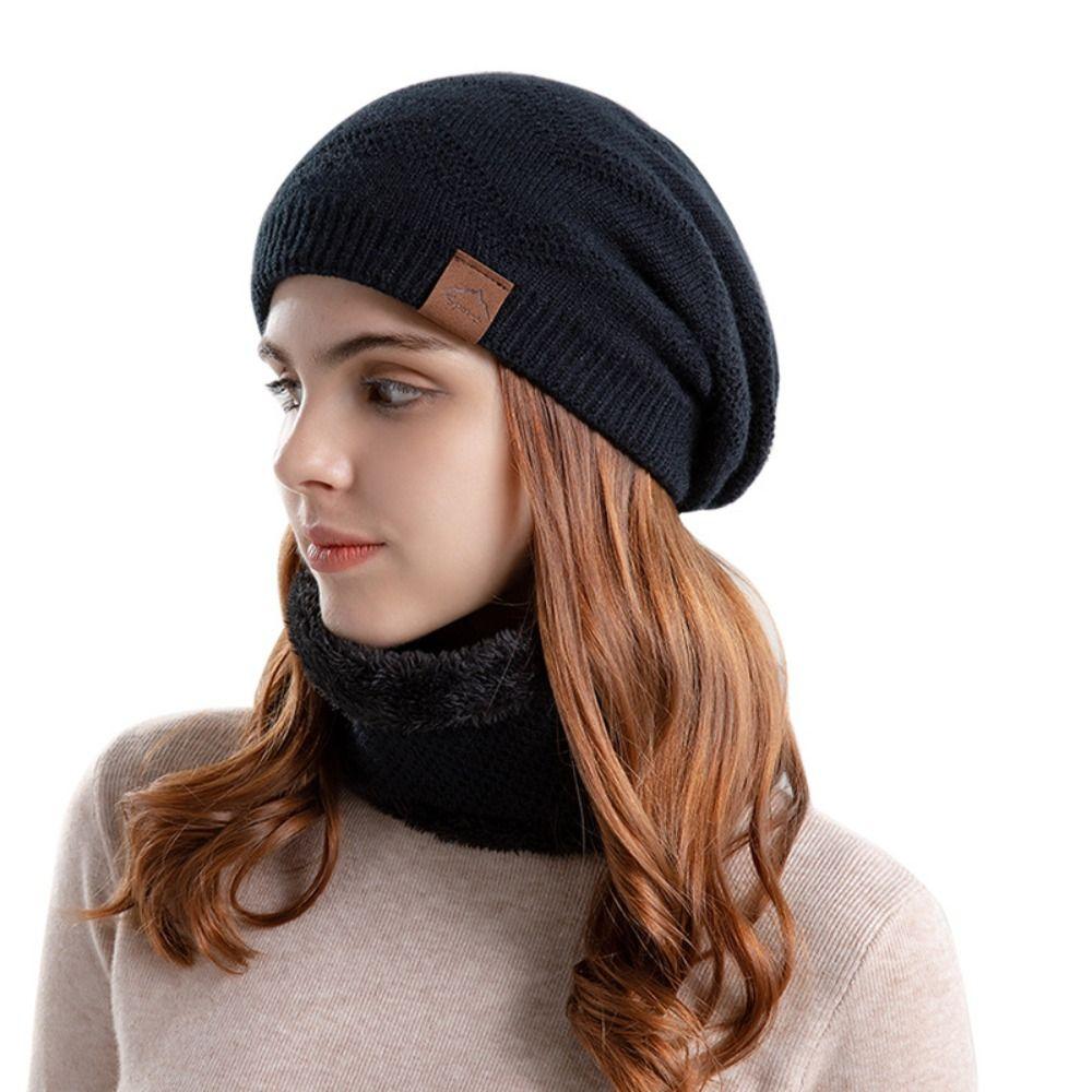 Stylish Design Thermal Knit Cap Soft Warm Wool Hat Winter Beanie Hat Scarf Set  Winter Season