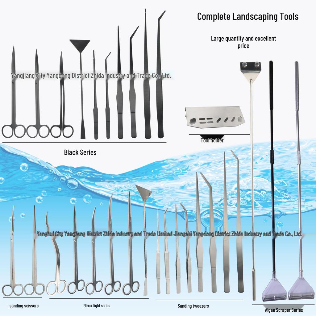 Stainless Steel Aquarium Plant Tools: Algae Scraper, Scissors & Extended Tweezers