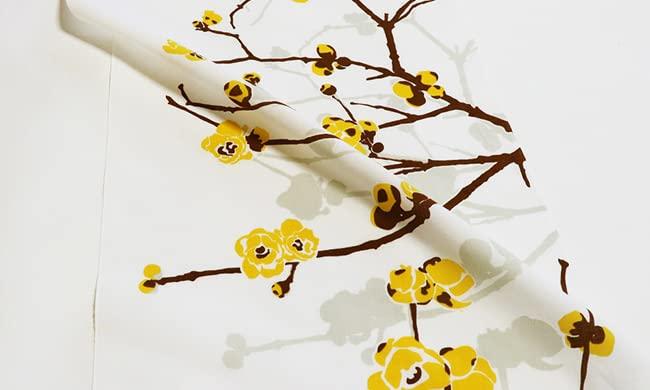 Anbo Dyeing Hand Towel Authentic Dyed Cotton Tokuoka Made in Japan 35cm x 100cm "Wintersweet Flowers" 100%