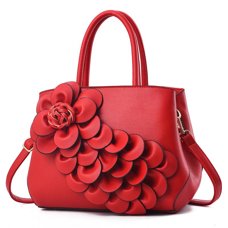 Handbag New Stylish European American Popular Pu Leather Floral Portable Shoulder Bag Cute Bag Wholesale Price