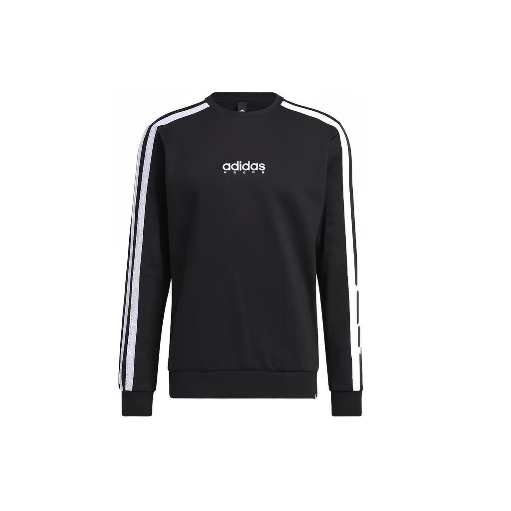 Adidas Contrast Stripe Logo Crew Neck Sweatshirt Men Sweatshirt Black GN5122
