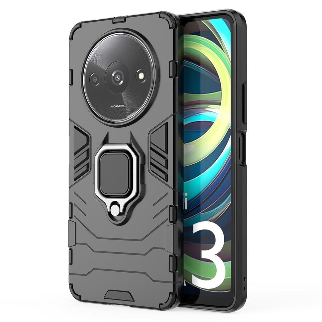 For Xiaomi Redmi A3 4G/Poco C61 4G Case Dual-Layer PC+TPU Armor Phone Cover Ring Holder Kickstand