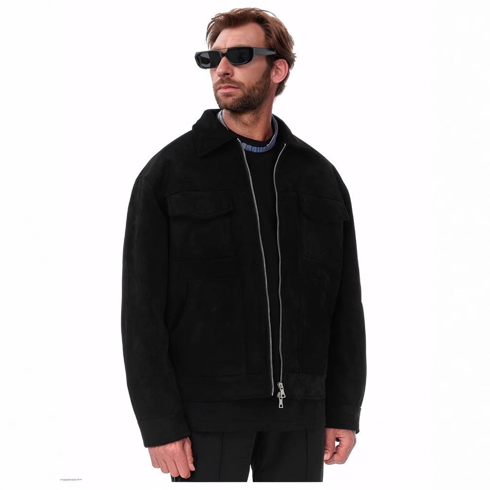 Herren Trendige Wildleder Reißverschluss Jacke mit Großen Taschen 2026 Europäisch & Amerikanisch