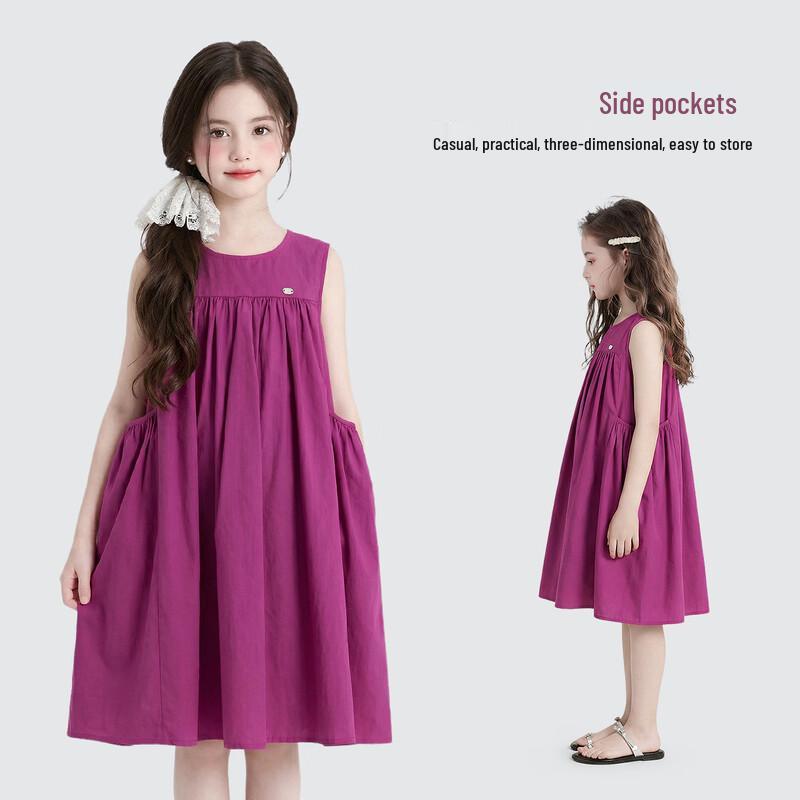 Tutu Little Elephant Girls' 100% Cotton Sleeveless A-line Dress