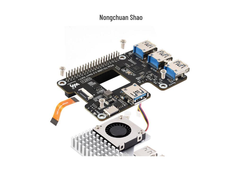 Raspberry Pi 5 PCIe to USB 3.2 Gen1 Adapter: 1-to-4 High-Speed, Driver-Free Expansion Card