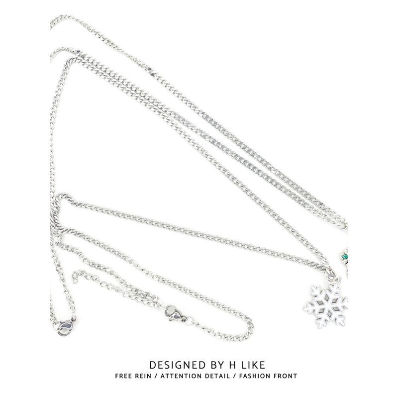 Snowflake Japanese and Korea Style Necklace Titanium Steel Couple's Pendant Christmas