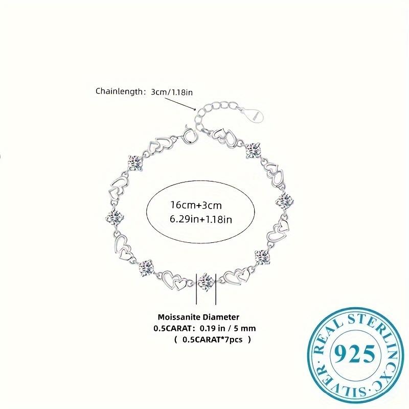 Sterling Silver Heart-shaped Elegant Ladies' Fashion Bracelet Is Suitable for Engagement, Wedding, Confession, and As a Gift for Women