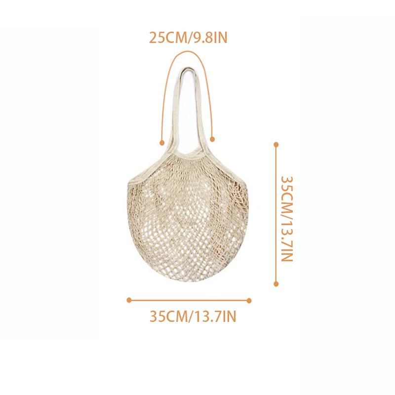 Handheld foldable shopping Cotton mesh bag , reusable fruit mesh bag, Woven mesh pocket hollowed out kitchen storage