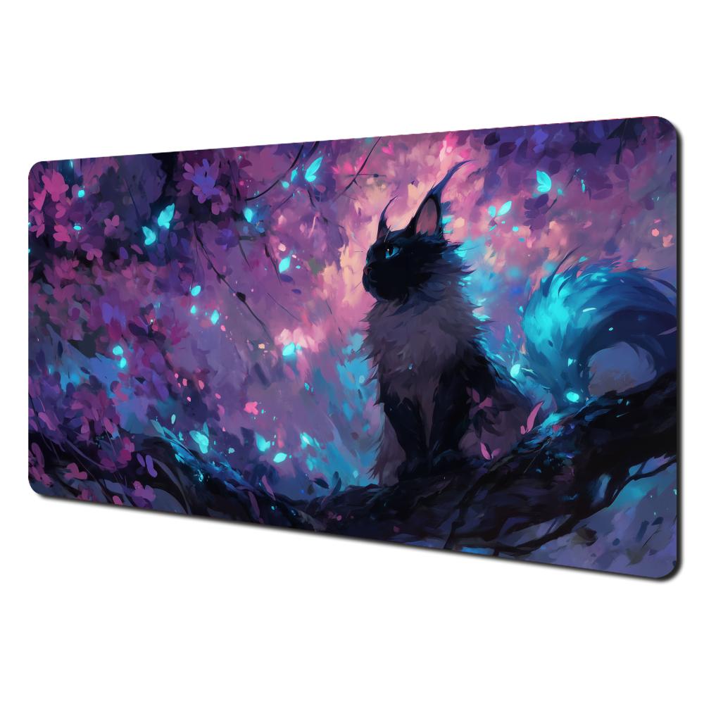Neonstyle Fantasy Black Cat Design Mouse Pad Desk Mat Gaming Pad Nonslip Stitched Edge Pc Accessories Computer Mousepads