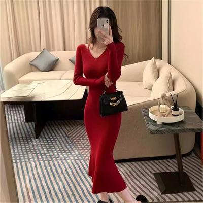 Temperament Gentle Knitted Hip Skirt Women's Autumn and Winter New Slim and Thin with Coat Long Sweater Fishtail Skirt