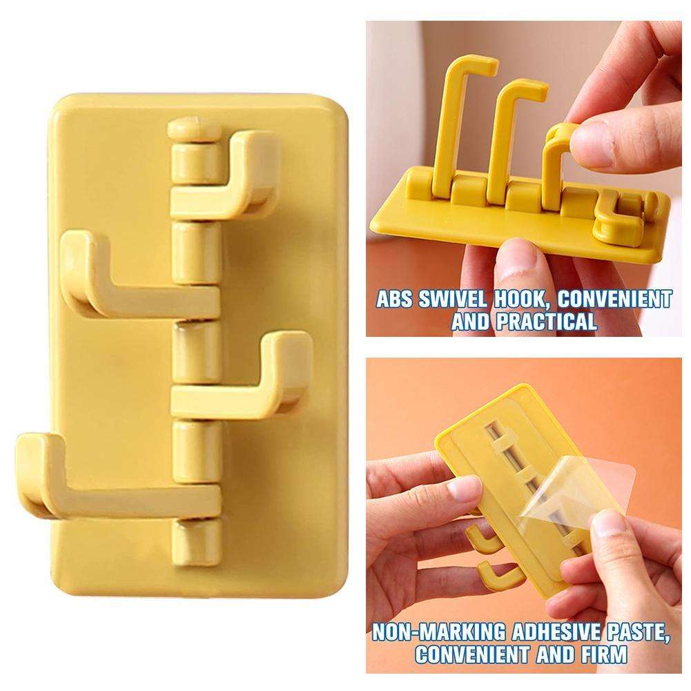 4 In 1 Rotation Creative Plastic Hook Self -stick Storage Shelf Household Bathroom Wall -mounted Plastic Hook