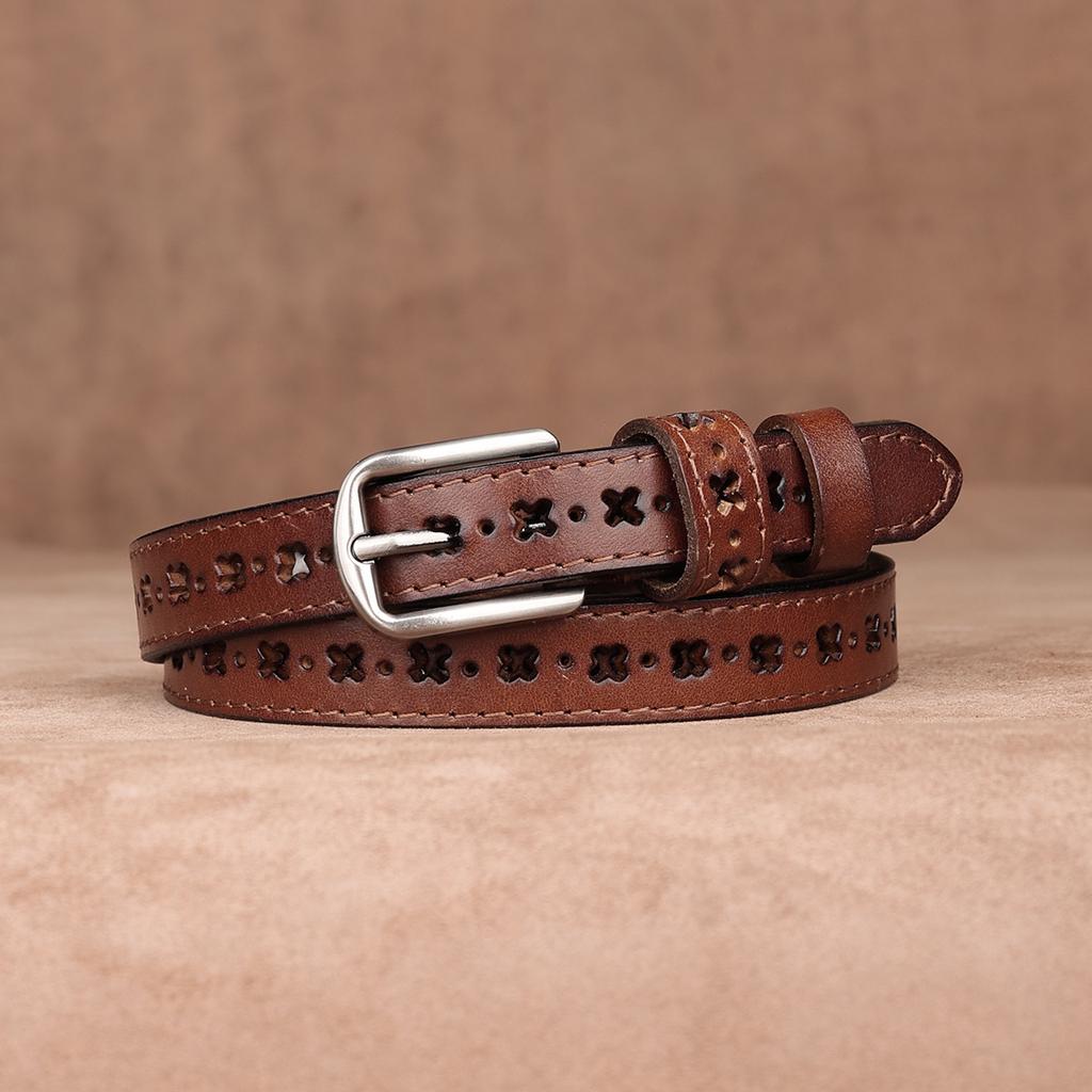 First Layer Cowhide Belt, Genuine Leather, Retro Versatile Tree Paste Leather Pin Buckle, Retro Belt, Young And Middle-Aged Belt Men