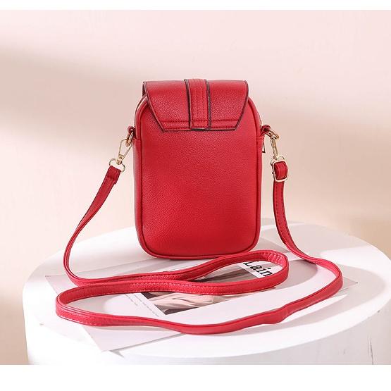 IELGY women's lychee pattern red messenger mobile phone bag