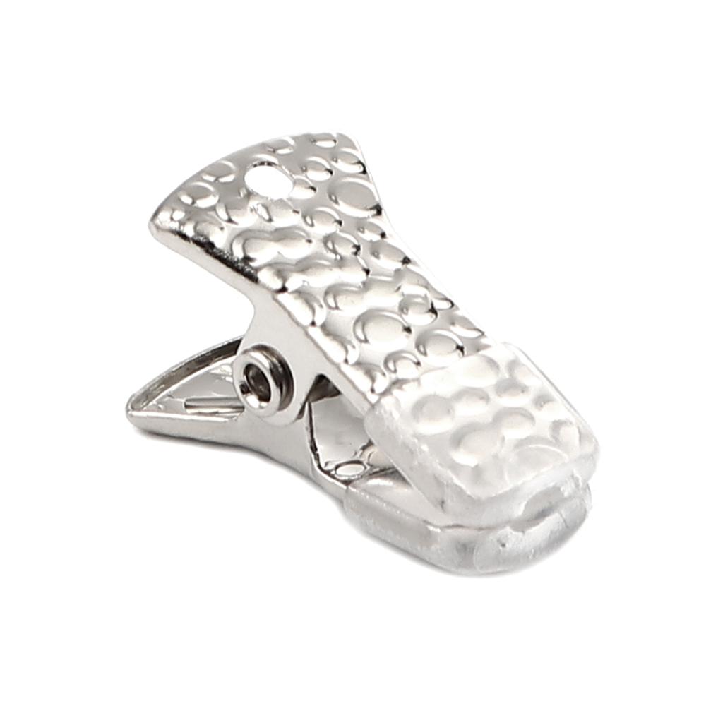 

10PCs Doreen Box Carved Pattern Silicone Iron Clips Jewelry Findings Gun Black Silver Color Clip 20x10mm