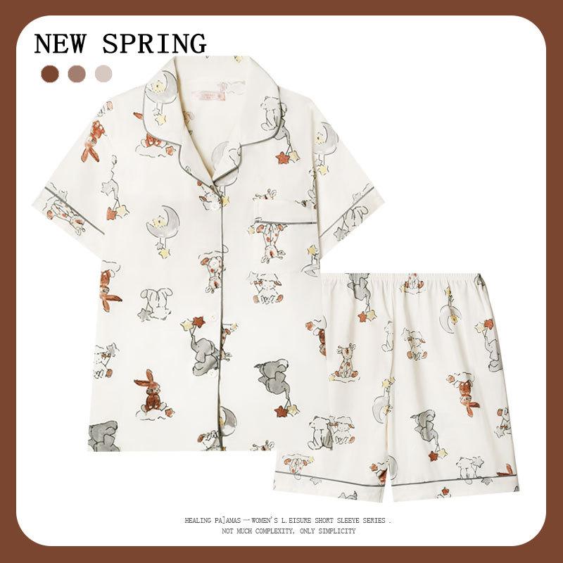 "Crayon Shin-chan" Large Size Women's Pajamas Women's Summer Short Sleeve Japanese Student Cartoon Cute Loungewear Set