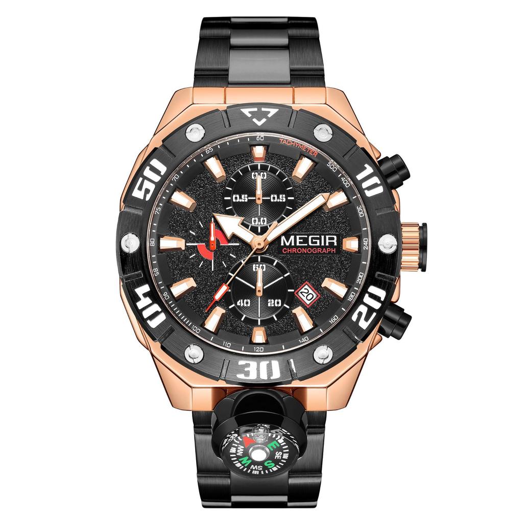 Neue wasserdichte Herren-Multifunktions-Chronograph-Kompass-Outdoor-Sportuhr