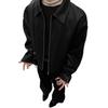 Men's Trendy Korean Style Black and Red PU Leather Jacket with Lapel