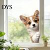 Easy to Apply Glass Stickers Cute Peeking Animal Static Window Clings, Cartoon Cat Dog Wall Stickers, Waterproof Holiday Party Decorations Removable