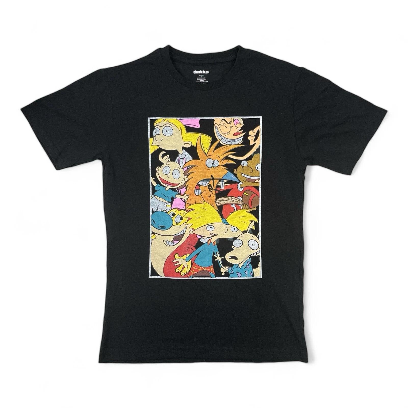 Nickelodeon Character Collage ’s Small Black Graphic T-Shirt NWOT 110