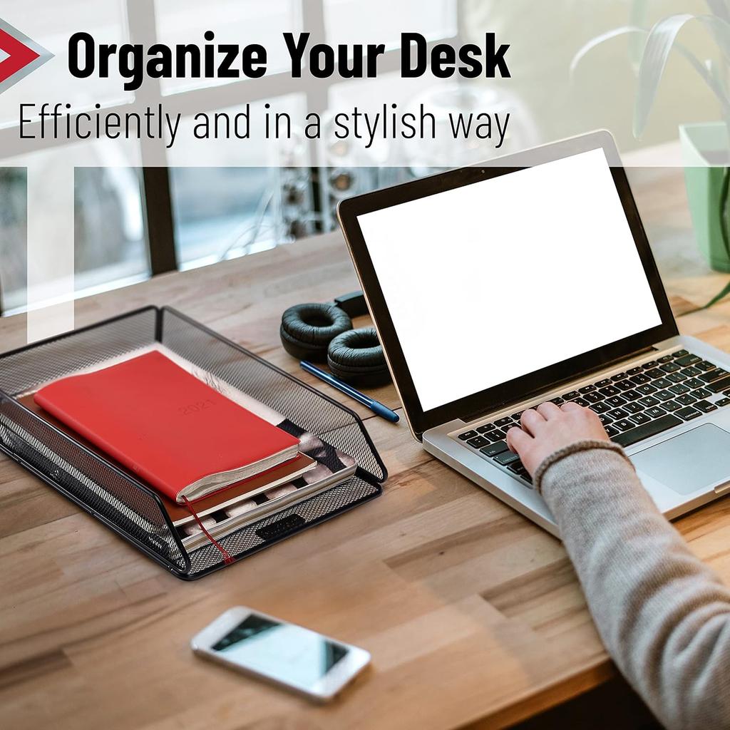 Mr. Pen Mesh Desk Organizer - Single Tray with Letter Tray, File Holder for Desk Paper Management