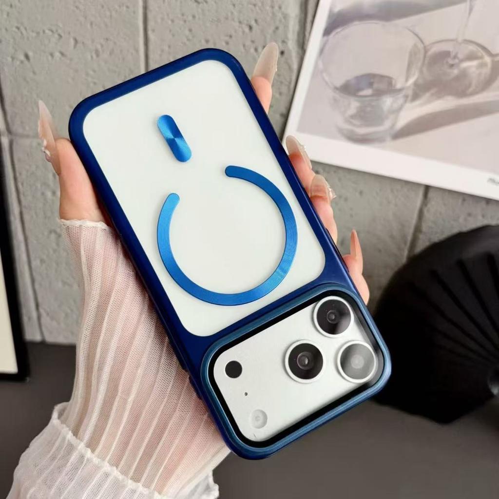 Electroplated PC lens film holder, suitable for iPhone18promax magnetic mobile phone case, Apple 17 transparent 16 anti-drop.