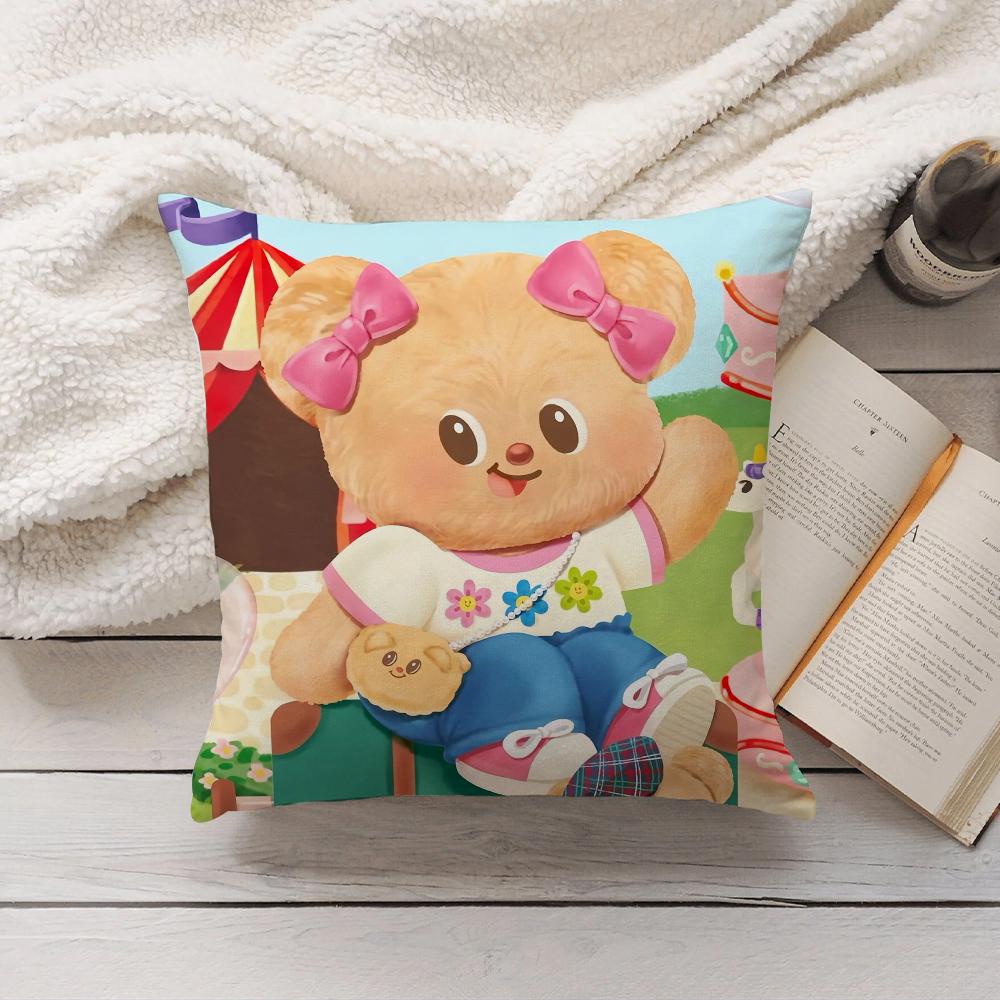 Cartoon Kawaii Butter Bear Pillow Case Home Decoration Cushion Cover Suitable For Bedroom Car Office Sofa